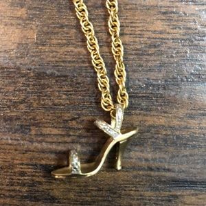 Gold high heel necklace